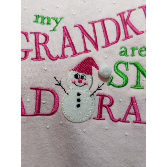 VINTAGE M&C Sportswear Sweater Grannycore Medium Snowman Christmas Pink - Picture 3 of 12